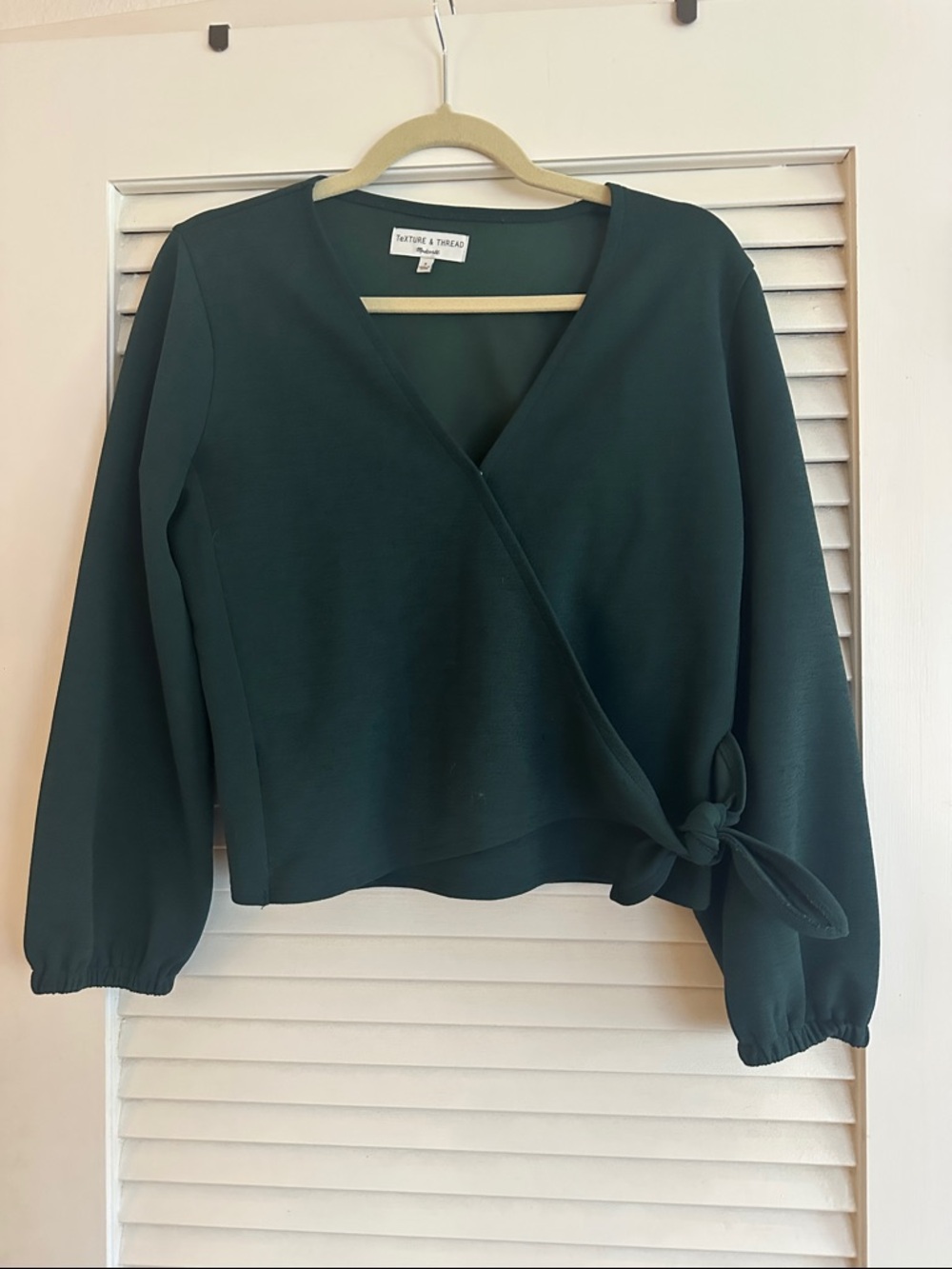Madewell Deep Teal Wrap Tie Blouse